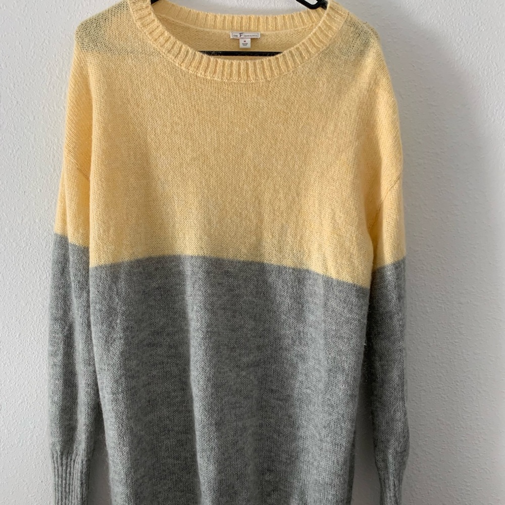 Crewneck Two Tone Super Soft Fuzzy Sweater